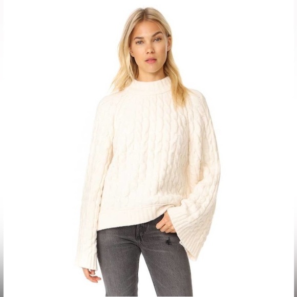 EUC Free People Snowbird turtleneck cable knit cropped sweater -XS - Picture 1 of 6